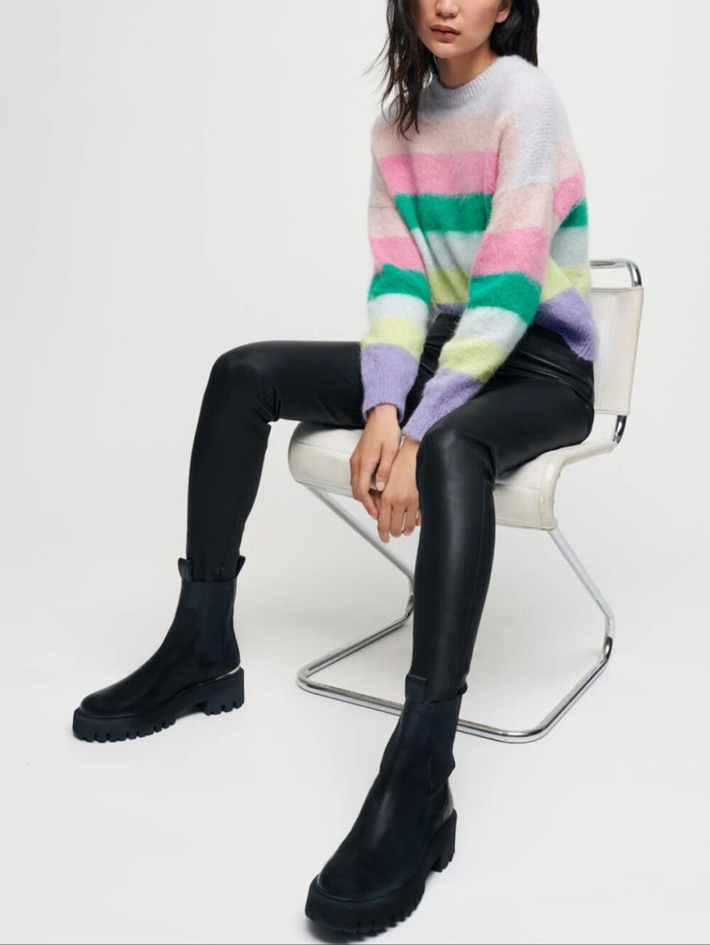 MAJE Stretch High Waisted Lamb Leather Leggings Black FR 34 US XS Org $895